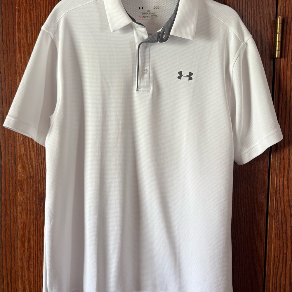 Under Armour White Polo with Gray Logo